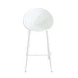 Modern Gable Outdoor Barstool Set of 2 with Weather-Resistant Plastic and Iron in White