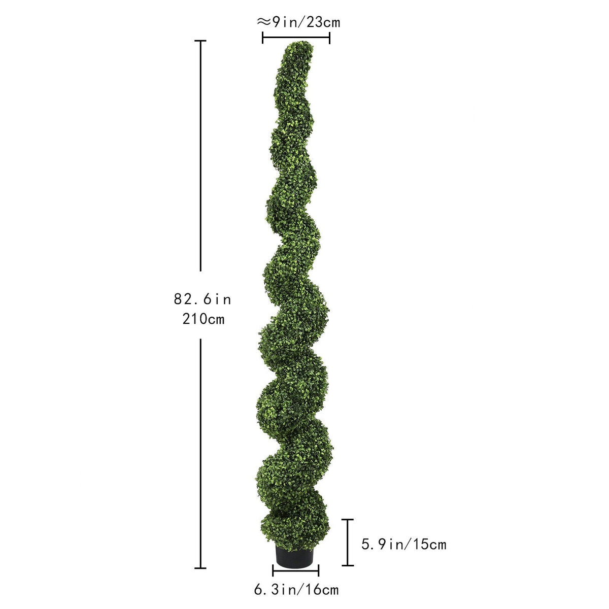 7FT Spiral Topiary Trees with Realistic Faux Boxwood - Green