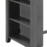 Graham 36' 3-Piece Gray Finish Small Space Counter Height Dining Table with Shelves and 2 Chairs