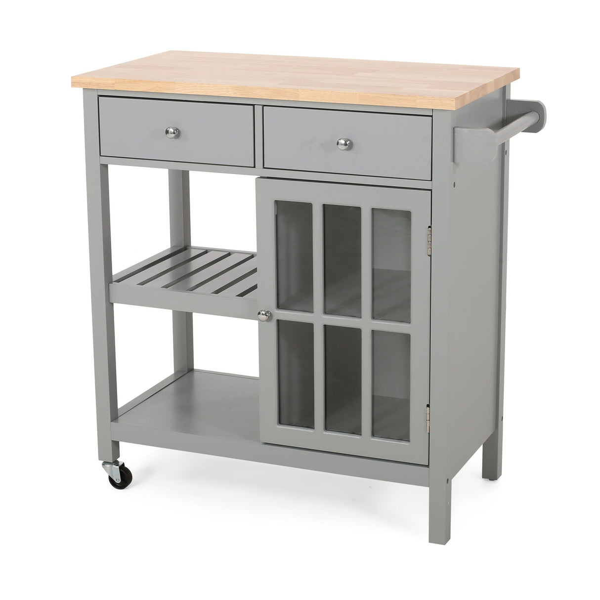Aidah Contemporary Kitchen Cart With Wheels - Gray