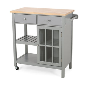 Aidah Contemporary Kitchen Cart With Wheels - Gray