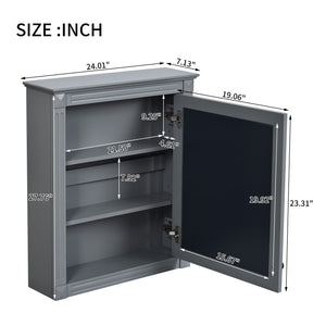 Wall Mounted Bathroom Storage Cabinet With Mirror, Medicine Cabinet With Height Adjustable Shelf