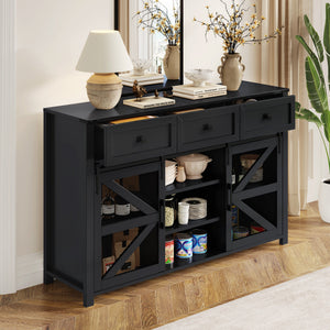 U_Style 55" Sliding Barn Door Sideboard Buffet Cabinet