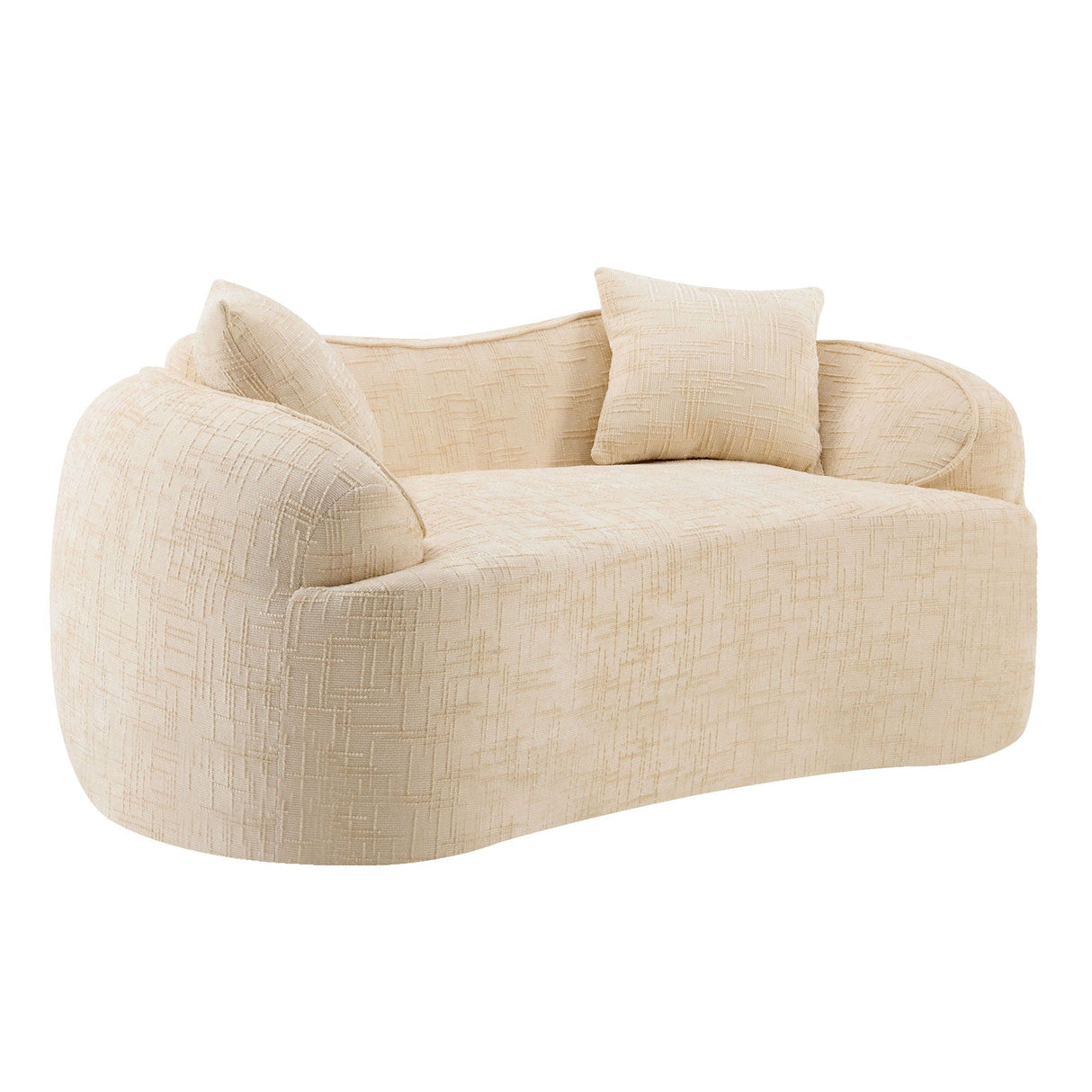 Curved 2 Person Compress Sofa With Armrests, Includes Pillows