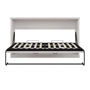 Twin Size Horizontal Murphy Bed With Dual Piston System, Space Saving Wall Bed Folds Into Cabinet - Rustic White