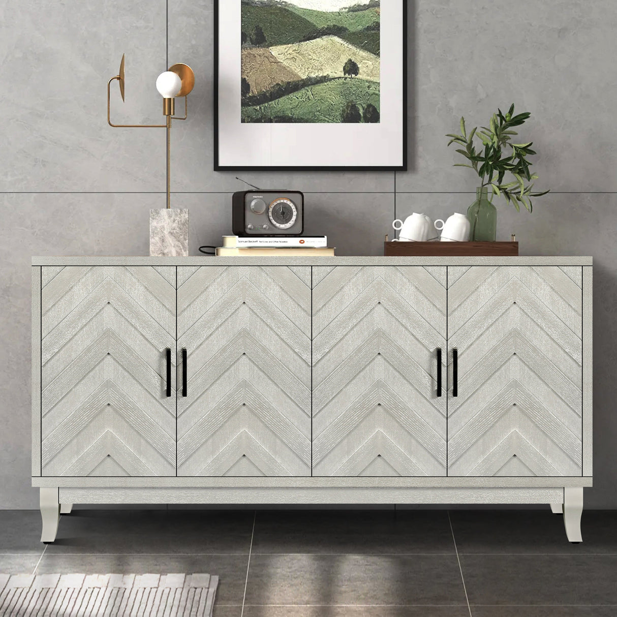 Chevron 4-Door Sideboard Cabinet