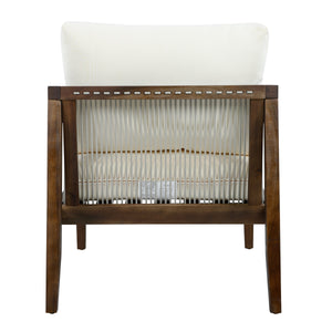 Outdoor Club Chairs (Set of 2), Acacia Wood Frame with Rope Back, Water-Repellent