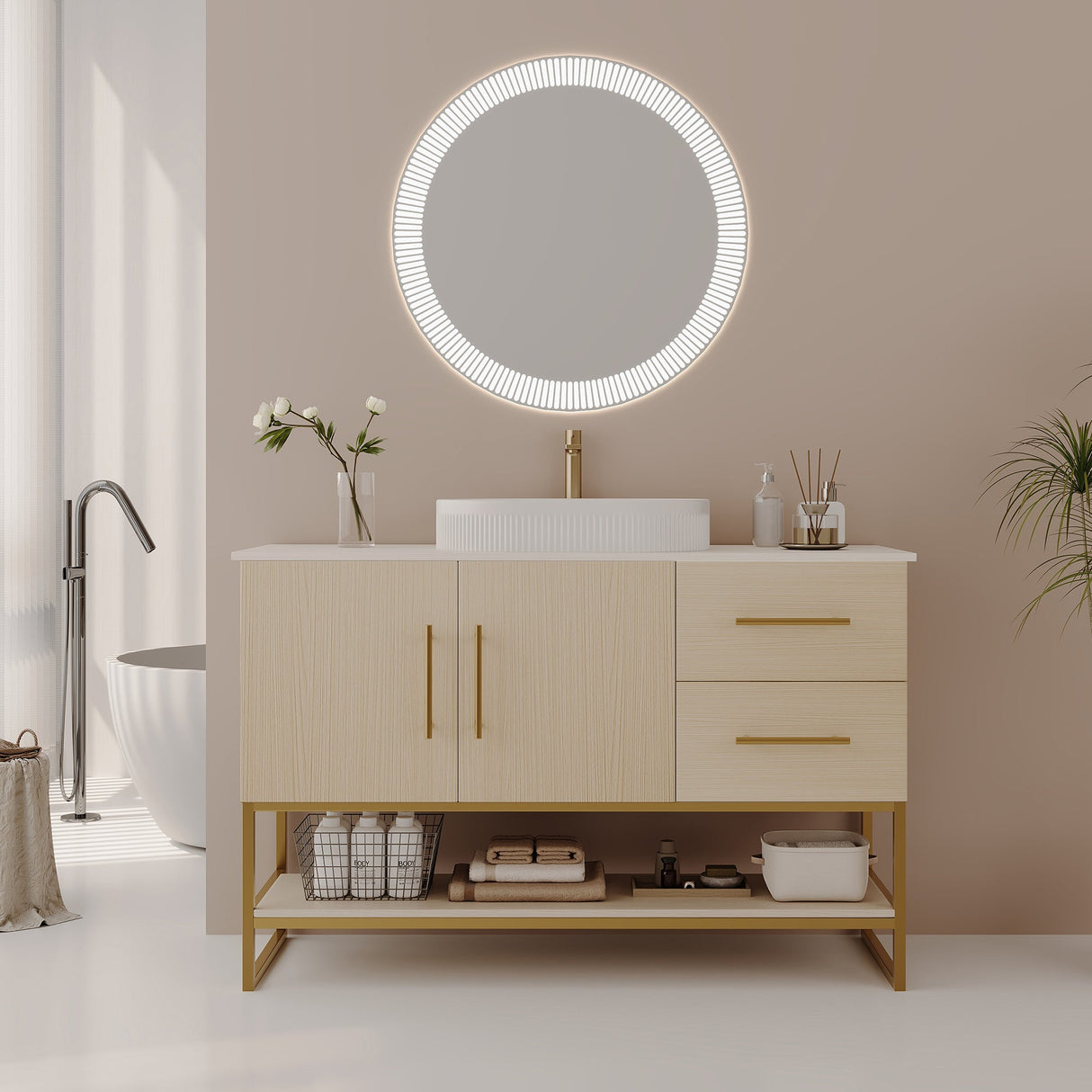 36" Modern Bathroom Vanity with Ceramic Vessel Sink