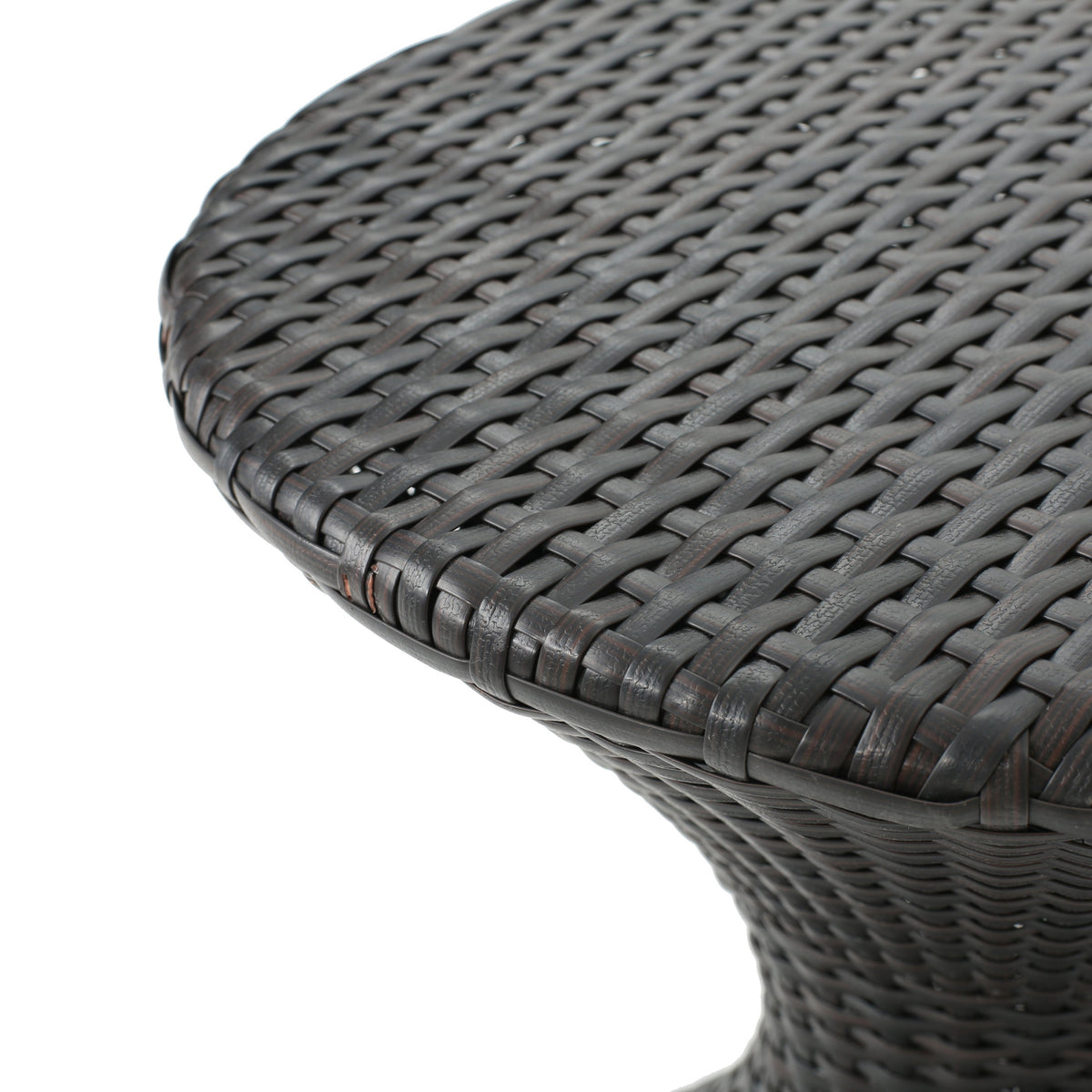 Outdoor Wicker Hourglass Side Table with Iron Frame – Multi-Brown