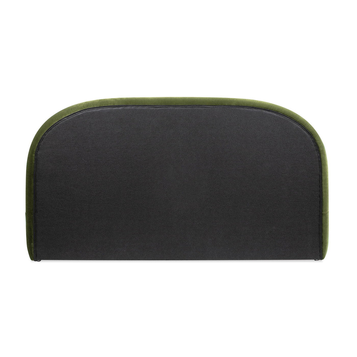Archie Puffy Grounded Upholstered Platform Bed with Rounded Headboard - Green, White, Beige