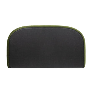 Archie Puffy Grounded Upholstered Platform Bed with Rounded Headboard - Green, White, Beige
