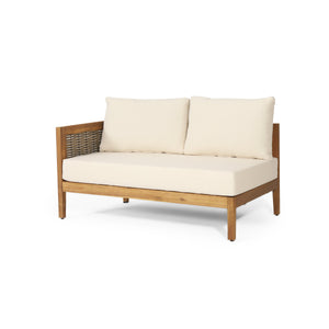 Crowne 4-Pcs Sofa Conversation Set with Beige Cushion, Teak