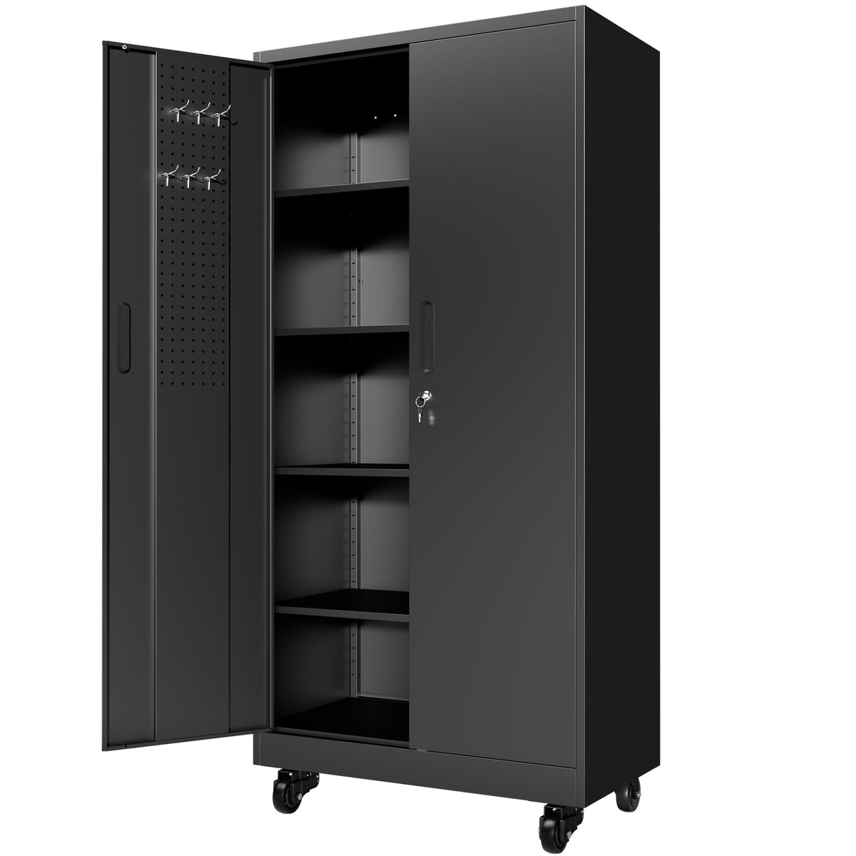 Heavy Duty Metal Storage Cabinet with Doors and Wheels