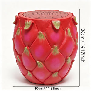 Oversized Resin Dragon Fruit Stool with Sturdy Resin Construction - Red