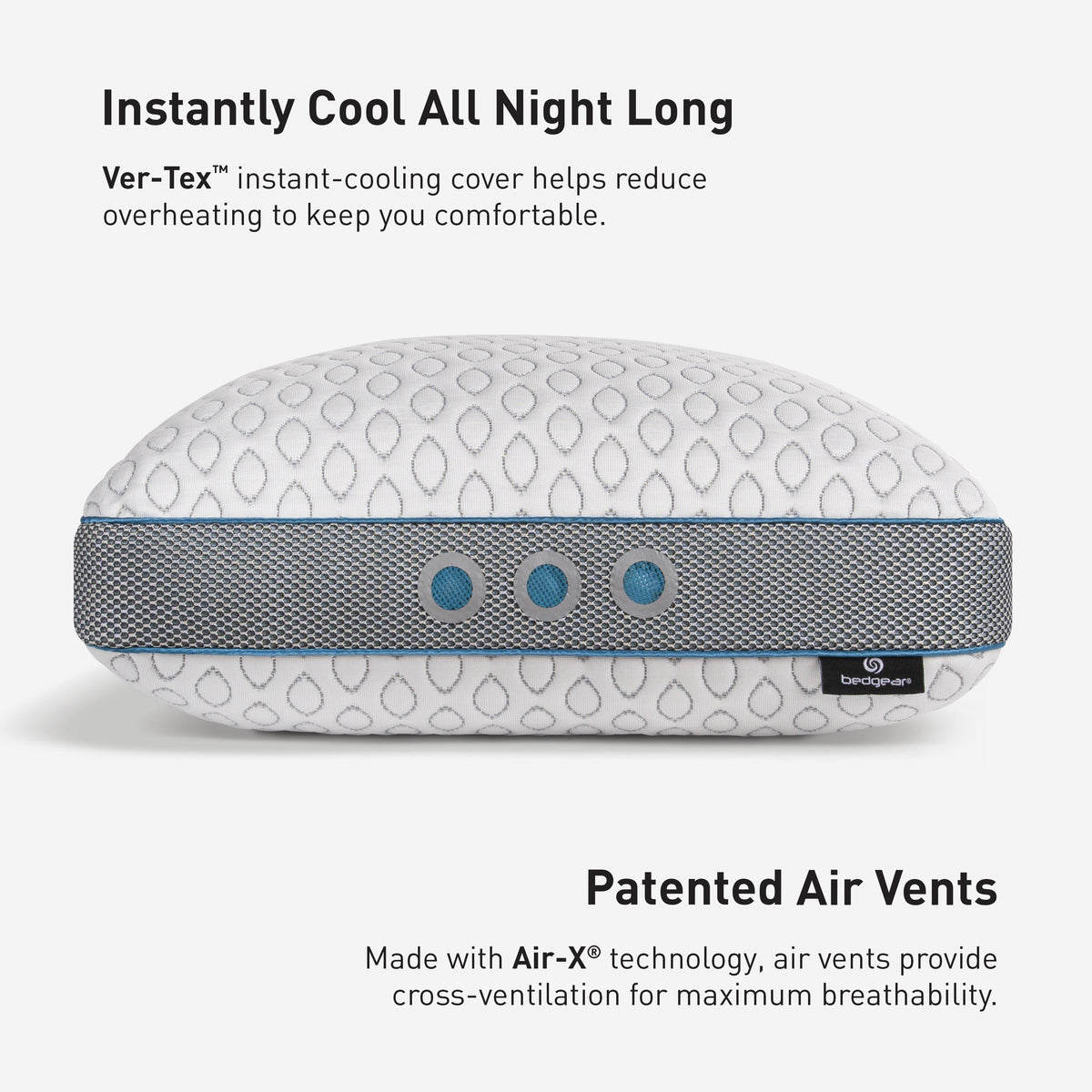 BedGear Frost Pillow 3.0 Cooling King Pillow with Dual-Sided Support - White