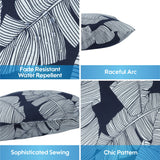 2 Pack Outdoor Throw Pillows, Waterproof & Fade-Resistant (18x18 Inch, Blue Leaf)