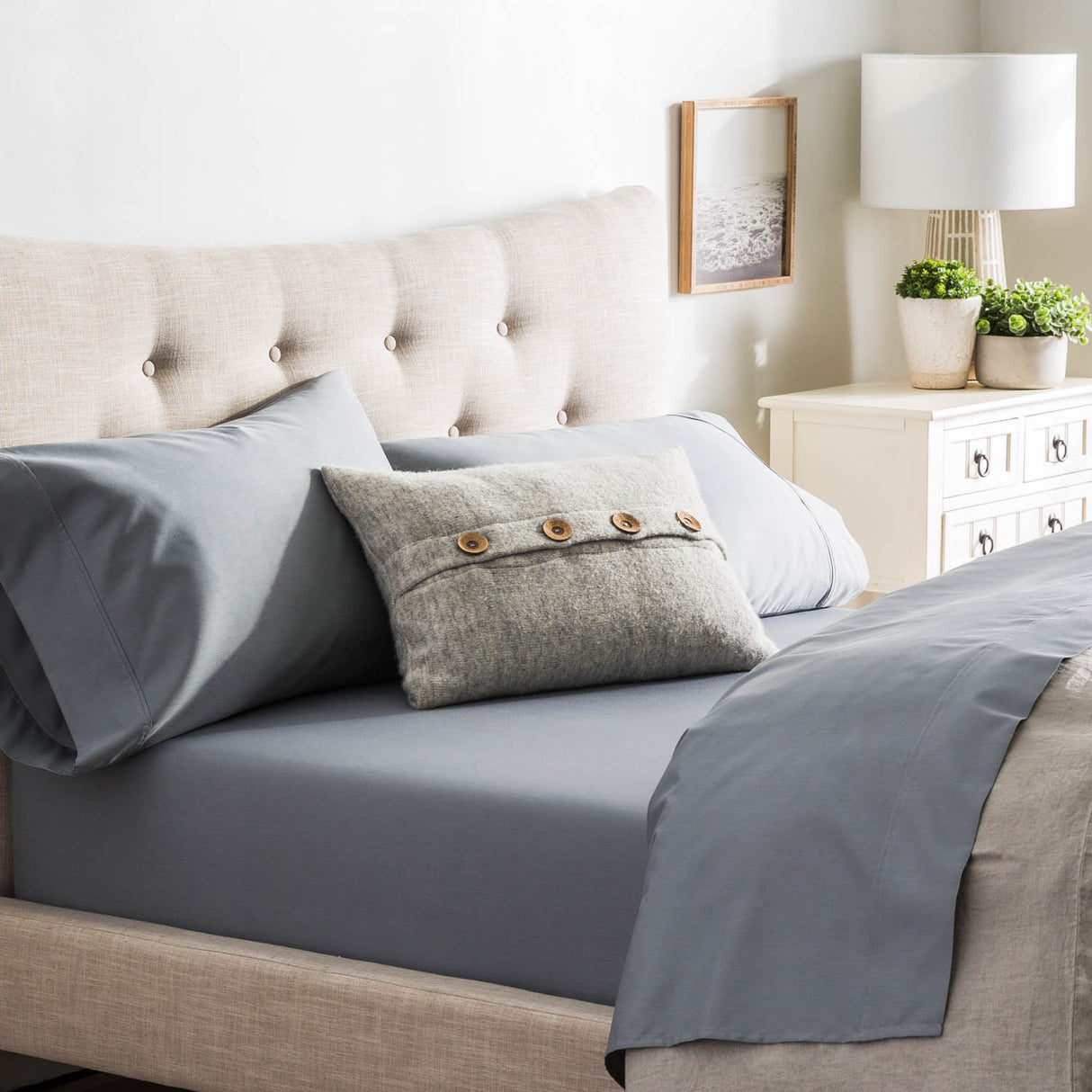 Brookside 600TC Cotton Rich Sheet Set, Full, Slate