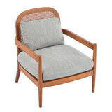Elliston Rattan Backrest Solid Wood Accent Chair with Cushions, Set of 2