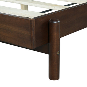 Premium Rubber Wood Platform Bed Frame, King Size with Headboard