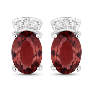 1.35 Carat Genuine Pink Tourmaline and White Diamond 14K White Gold Earrings