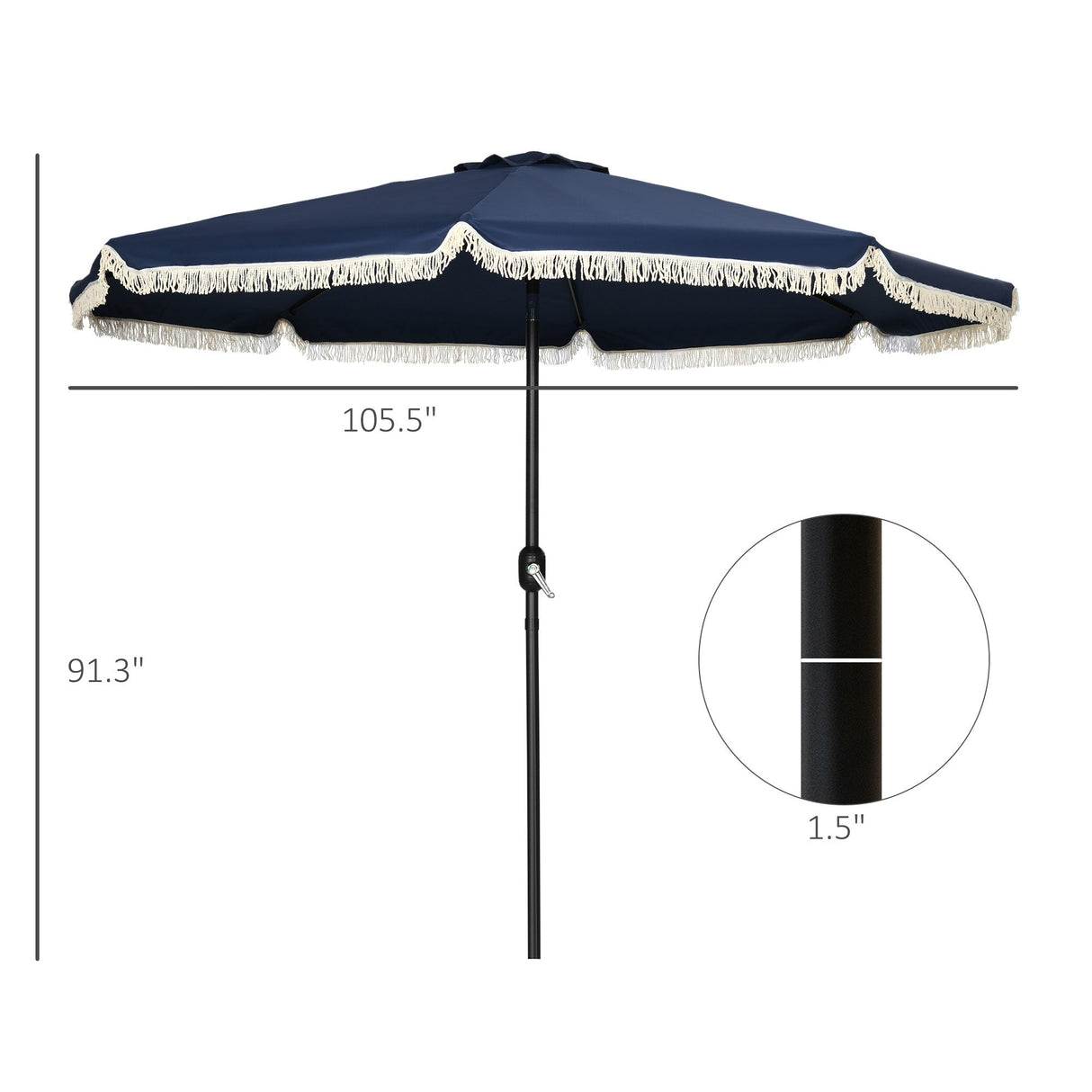 Outsunny 9ft Patio Umbrella with Push Button Tilt and Crank
