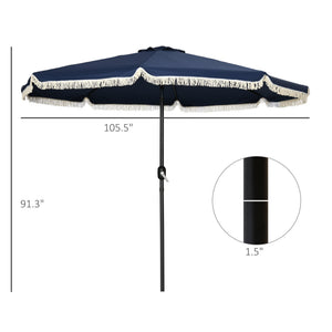 Outsunny 9ft Patio Umbrella with Push Button Tilt and Crank