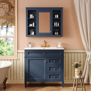Bathroom Vanity With Top Sink, Storage Cabinet With Mirror