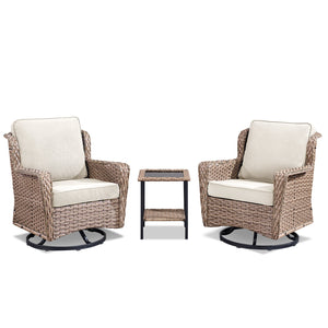 2-Person Outdoor Wicker Swivel Rocker Seating Group