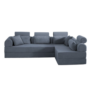 Modern L-Shape Modular Sectional Sofa, Compressed Design