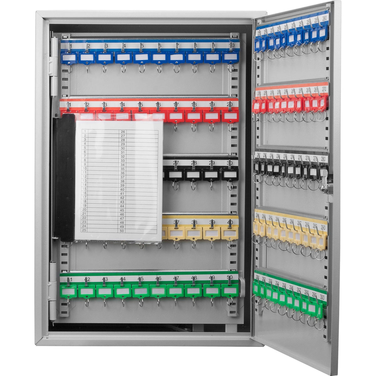 Adjustable Key Cabinet with Lock - Multiple Sizes, Gray or Black