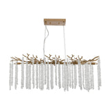 39-inch Modern Golden Pendant Light with Cascading Crystal Strands