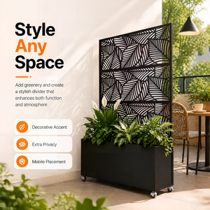 70.87" H × 46.06" W Leaf Pattern Privacy Screen with Planter Box