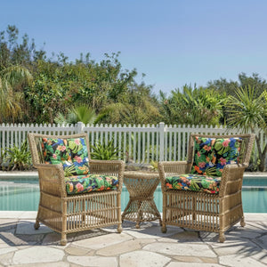 Outdoor Chair Cushions Set of 2, 19 x 19 x 4 Inch Tufted Seat Cushions