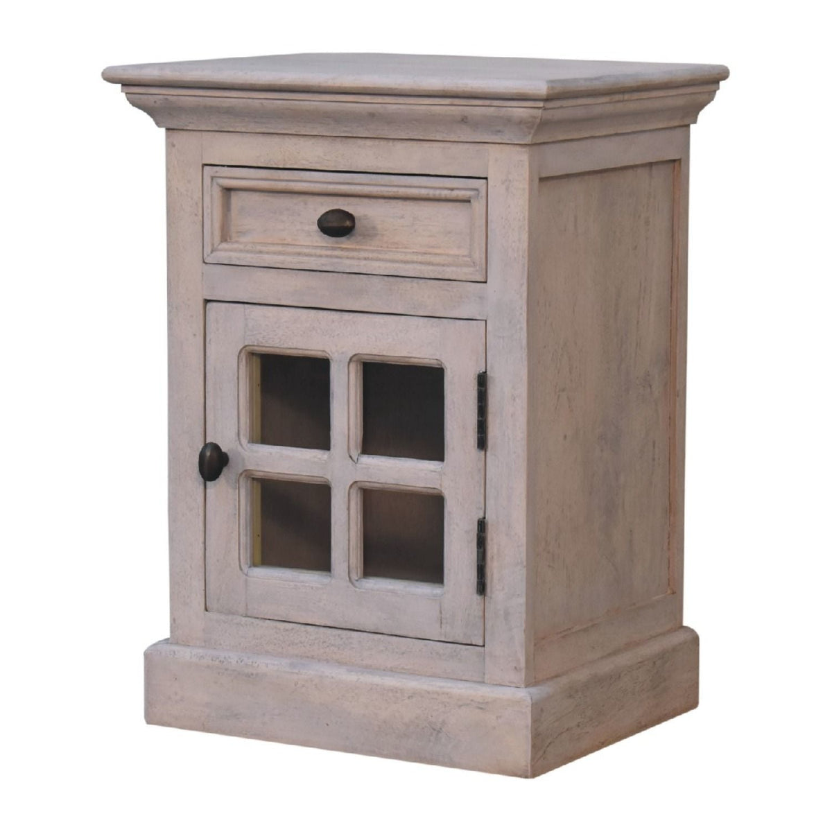 Glazed Bedside Table - Stone White