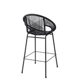 Ferrara Outdoor Patio Barstool Set of 2 - Black Faux Wicker PE Rattan with Iron Frame