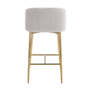 Fran - Pleated Waves Contemporary / Glam Fixed Height Counter Stool (Set of 2)