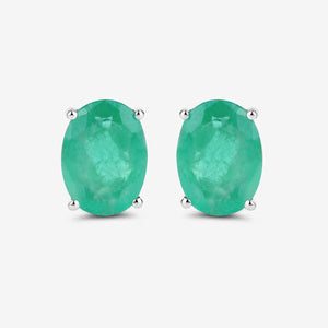 2.40 Carat Genuine Zambian Emerald 10K White Gold Earrings