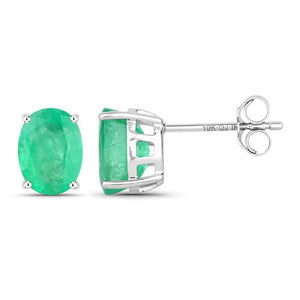 2.40 Carat Genuine Zambian Emerald 10K White Gold Earrings