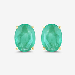 2.40 Carat Genuine Zambian Emerald 10K Yellow Gold Earrings