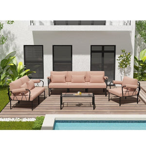 Rajni - Patio Arm Chair - Pink Fabric & Black