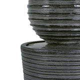 31.5' Tall Striped Concrete Column Fountain with LED Light - Gray Concrete Design