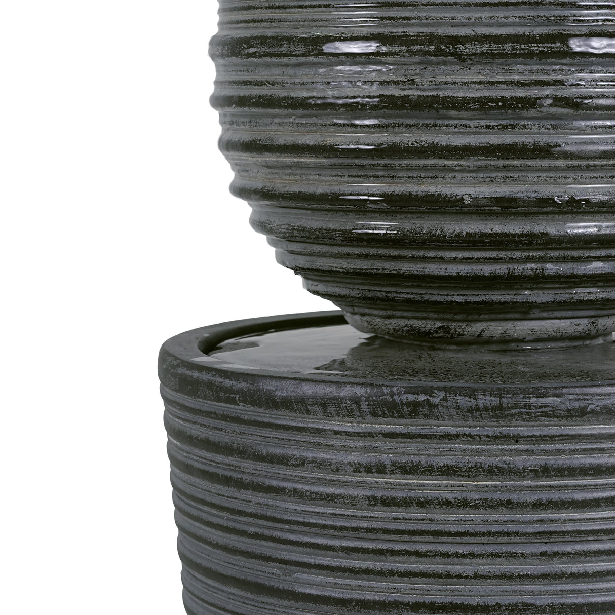 31.5' Tall Striped Concrete Column Fountain with LED Light - Gray Concrete Design