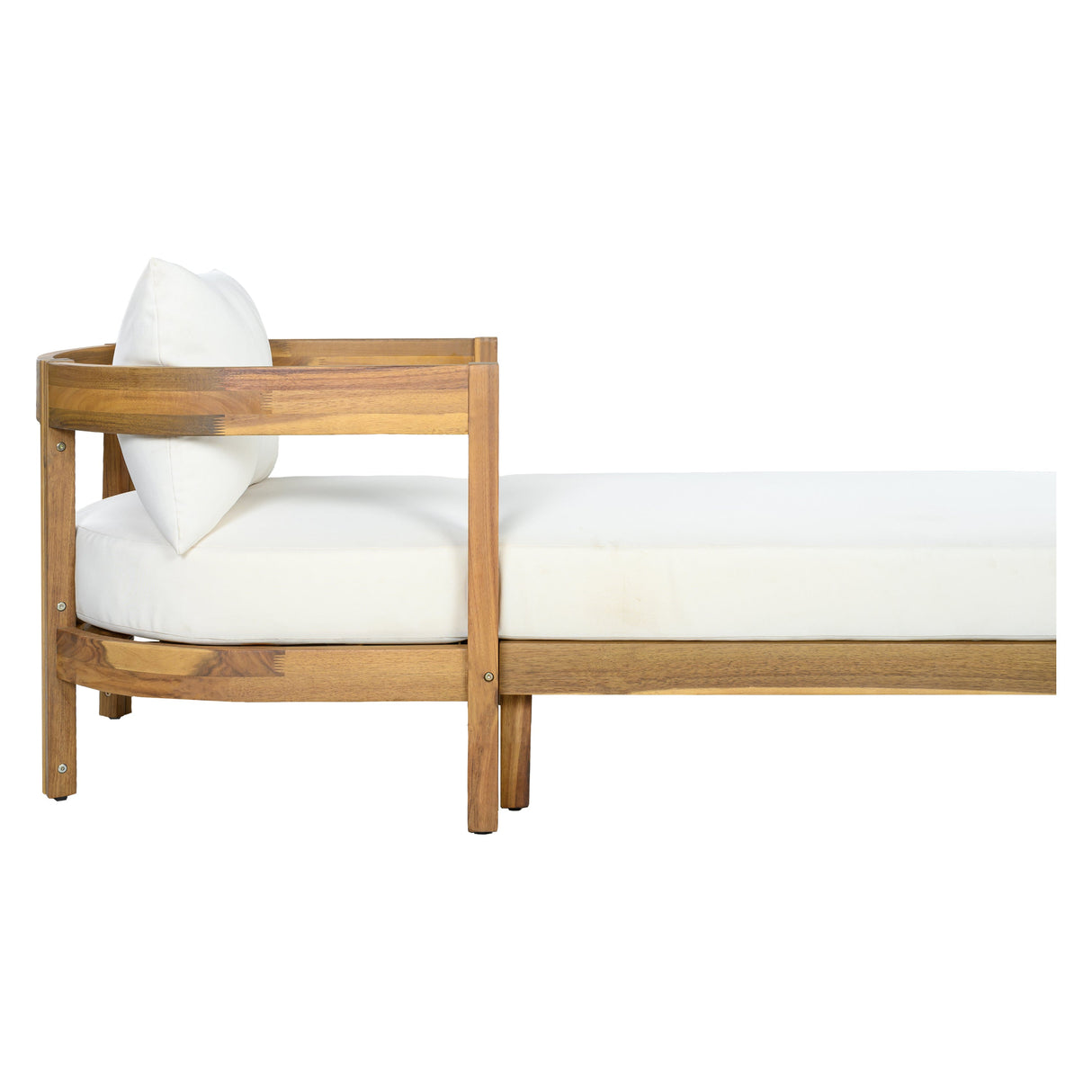 78" Acacia Wood Outdoor Chaise Lounge Chair