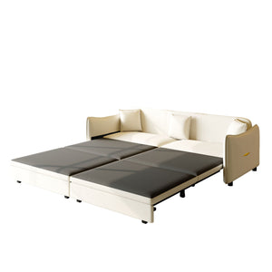 King Pull Out Sofa Bed, 3-In-1 Convertible Bed With 3 Pillows