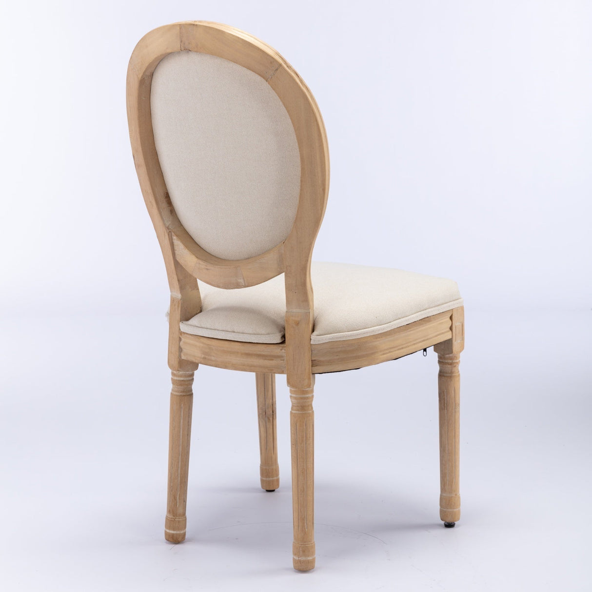 French Style Solid Wood Frame Linen Back Dining Chair Set of 2