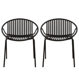 Modern Simple Art Style Patio Dining Chairs with Breathable Design (Set of 2)