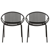 Modern Simple Art Style Patio Dining Chairs with Breathable Design (Set of 2)