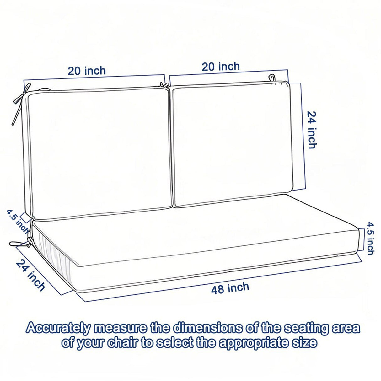 Outdoor Deep Seat Cushions for Patio Furniture, Set of 2