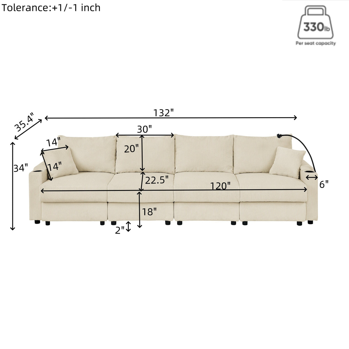 Modern U-Shaped Couch with Storage and Ottomans