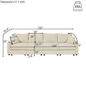 Modern U-Shaped Couch with Storage and Ottomans